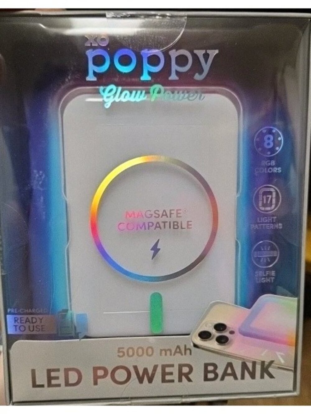 XO Poppy 5000 mAh LED Magsafe Power Bank Selfie RGB Light Up Fast Charger